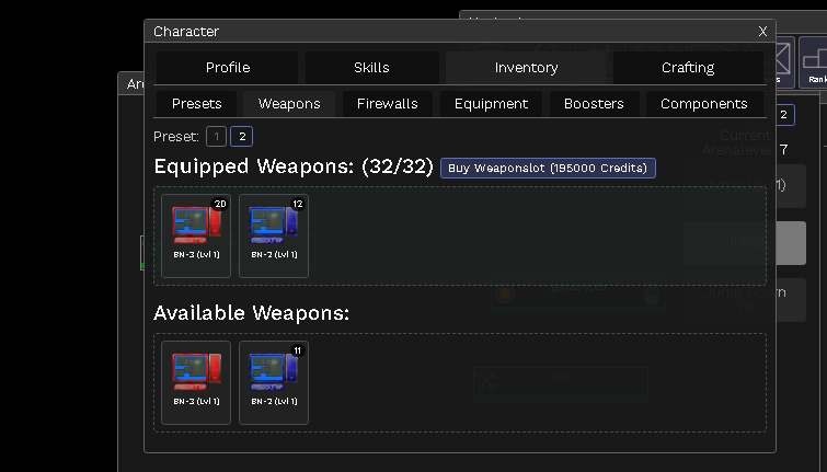 Expansión de ranuras de armas a 34 en Clickfight